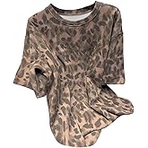 SOLY HUX Women's Leopard T Shirt Cheetah Print Short Sleeve Tee Summer Streetwear Casual Tops