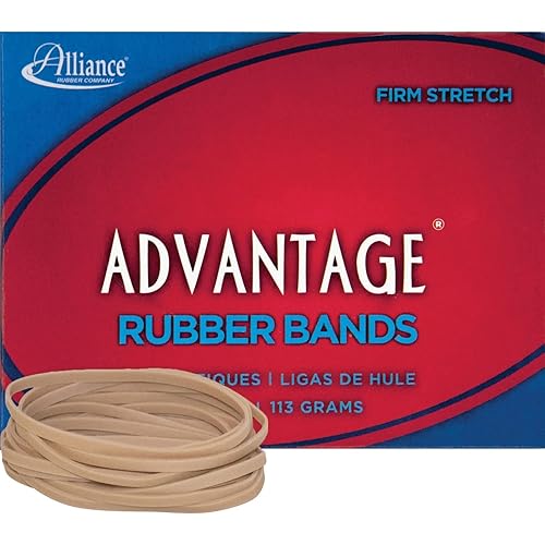 "Alliance Rubber 26339 Advantage Rubber Bands Size #33, 1/4 lb Box Contains Approx. 150 Bands (3 1/2"" x 1/8"", Natural Crepe)", beige