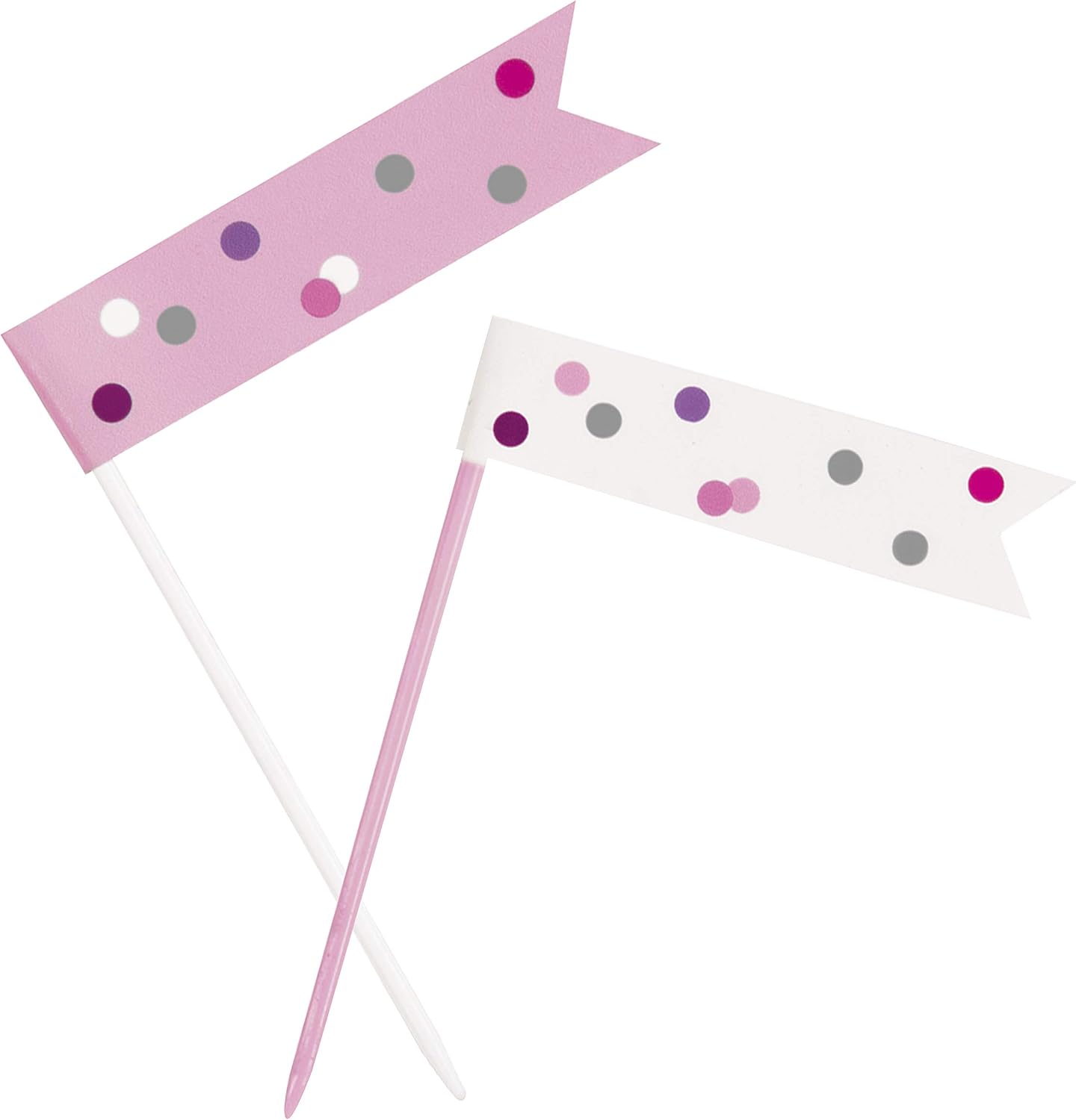 Birthday Flag Cupcake Toppers, Pink, 6 Count (Pack of 1)