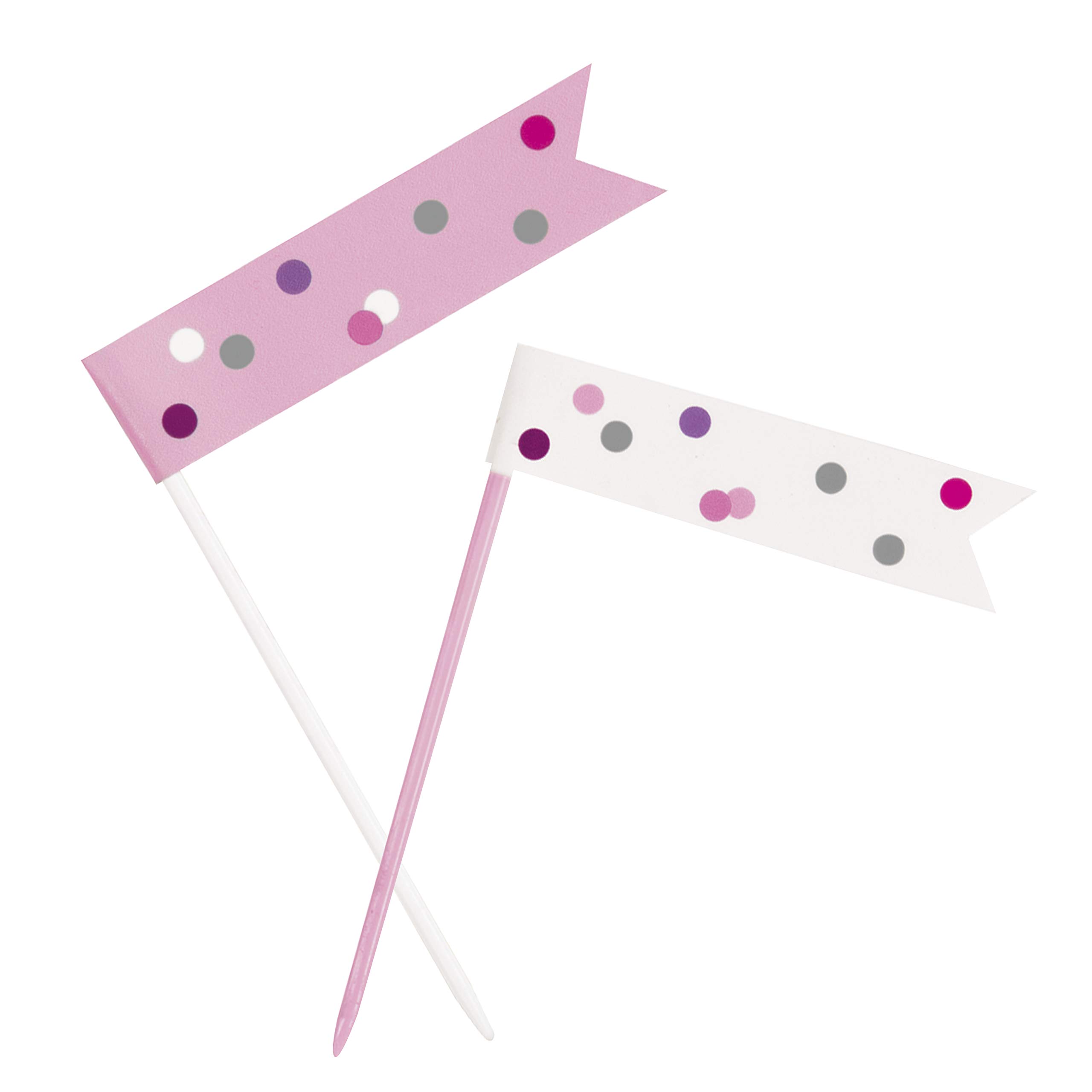 Birthday Flag Cupcake Toppers | Pink | 6 Pcs.