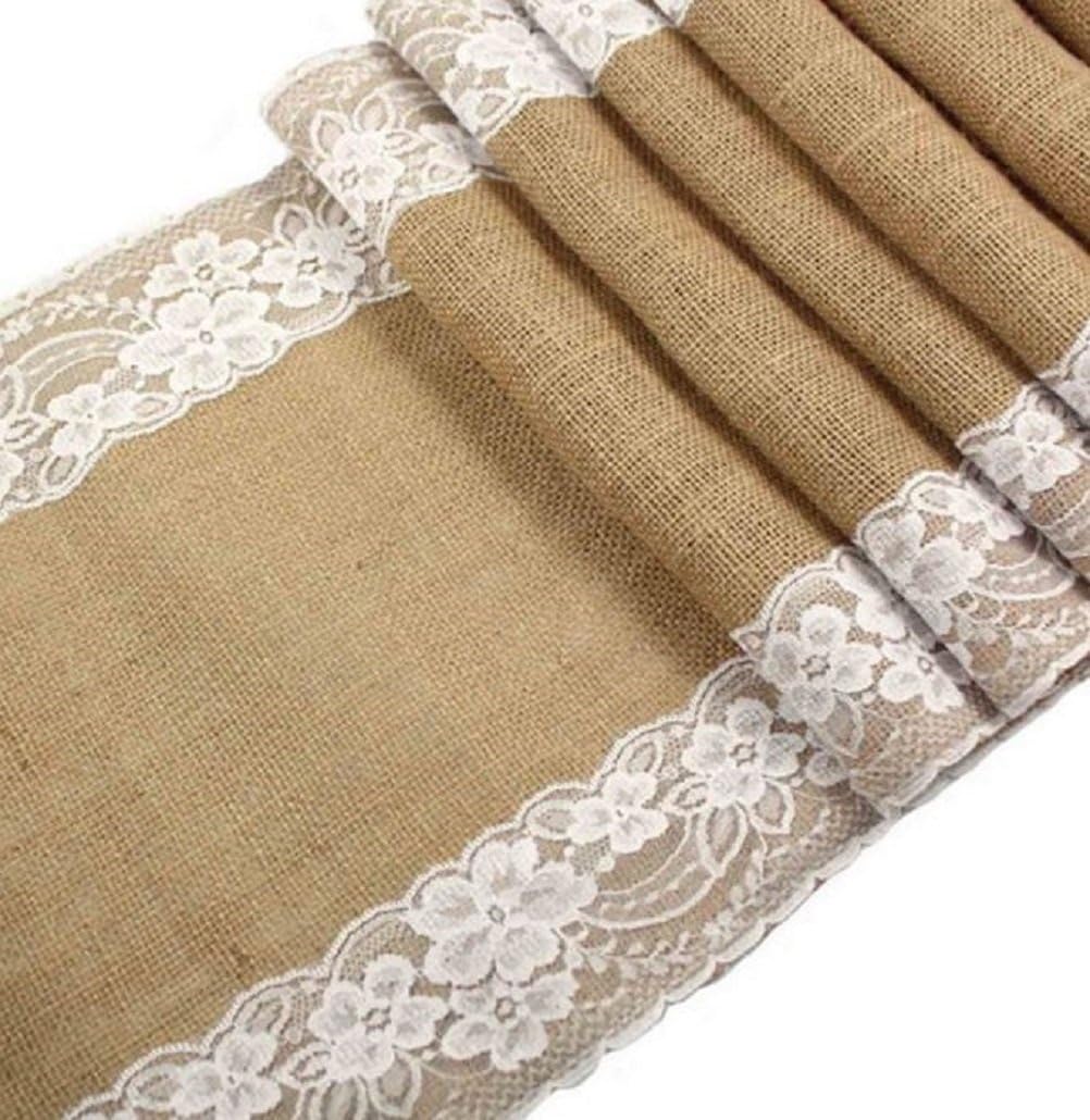 Best Burlap And White Lace Table Runner 12X 120