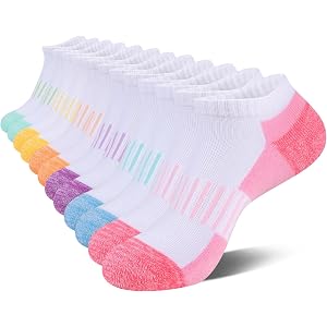 COOPLUS Ankle Socks for Women Cotton Cushioned Athletic Running Breathable Low Cut Sports Socks 6 Pairs