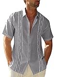 Runcati Mens Short Sleeve Guayabera Shirts Linen