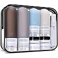 yahaa 18 Pcs Travel Size Toiletries Set,Leak Proof Squeezable Silicone Travel Bottles for Shampoo and Conditioner,TSA Approved Travel Essentials Accessories,Black Pack