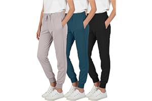 Real Essentials 3 Pack: Girls' Lounge Joggers Soft Athletic Performance Casual Sweatpants (Ages 7-16)