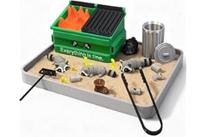 ESTAIRKAS Dumpster Fire Zen Garden for Desk Decor, Funny Desk Accessories Zen Garden Kit, Office Mini Garbage Fire Coworker Gifts, White Elephant Gag, Stress Relief Sandbox