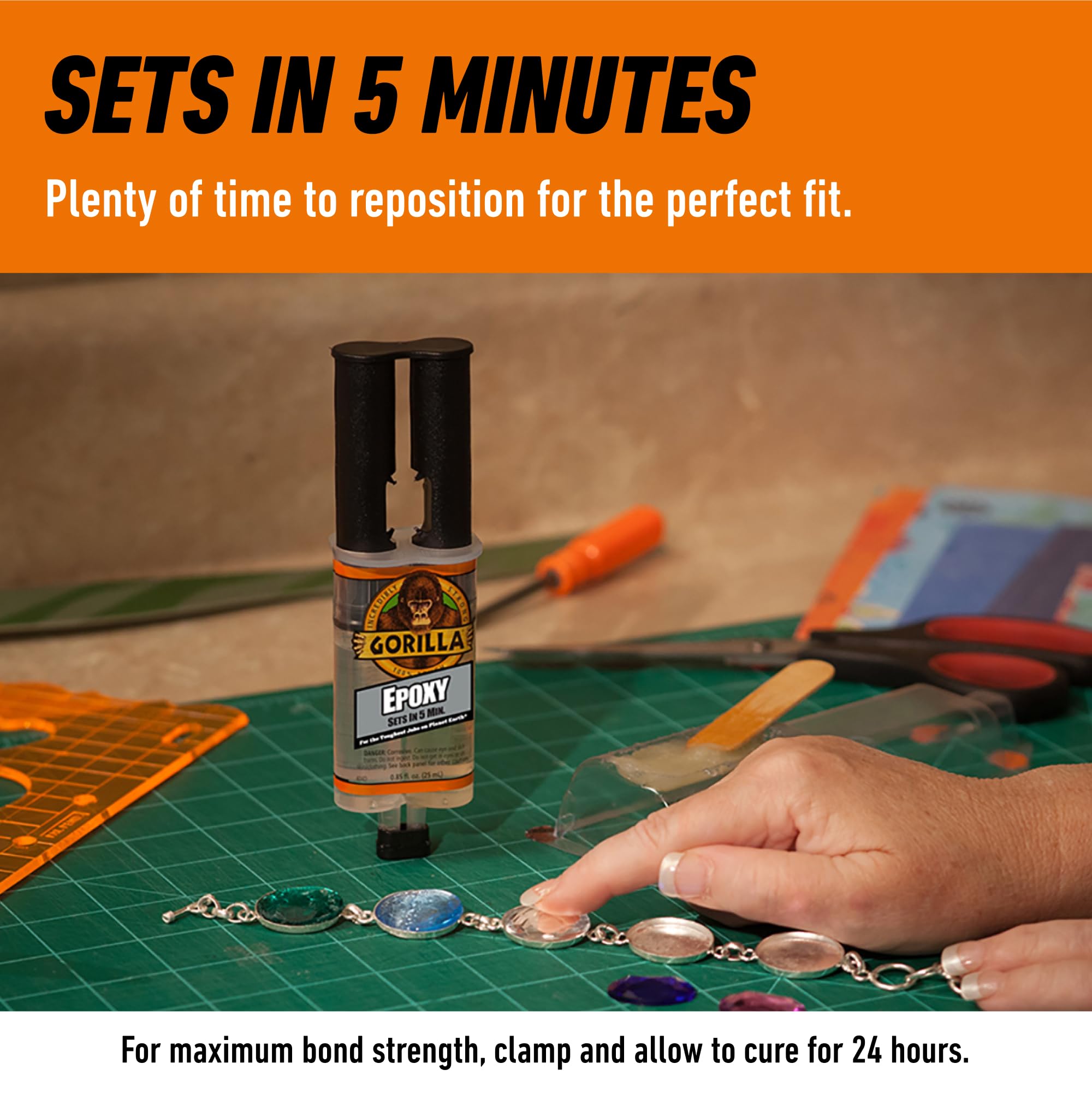 Gorilla 2 Part Epoxy, Clear Epoxy, 0.85 Ounce Syringe (Pack of 2) - 5 Minute Set, Incredibly Strong Bonding