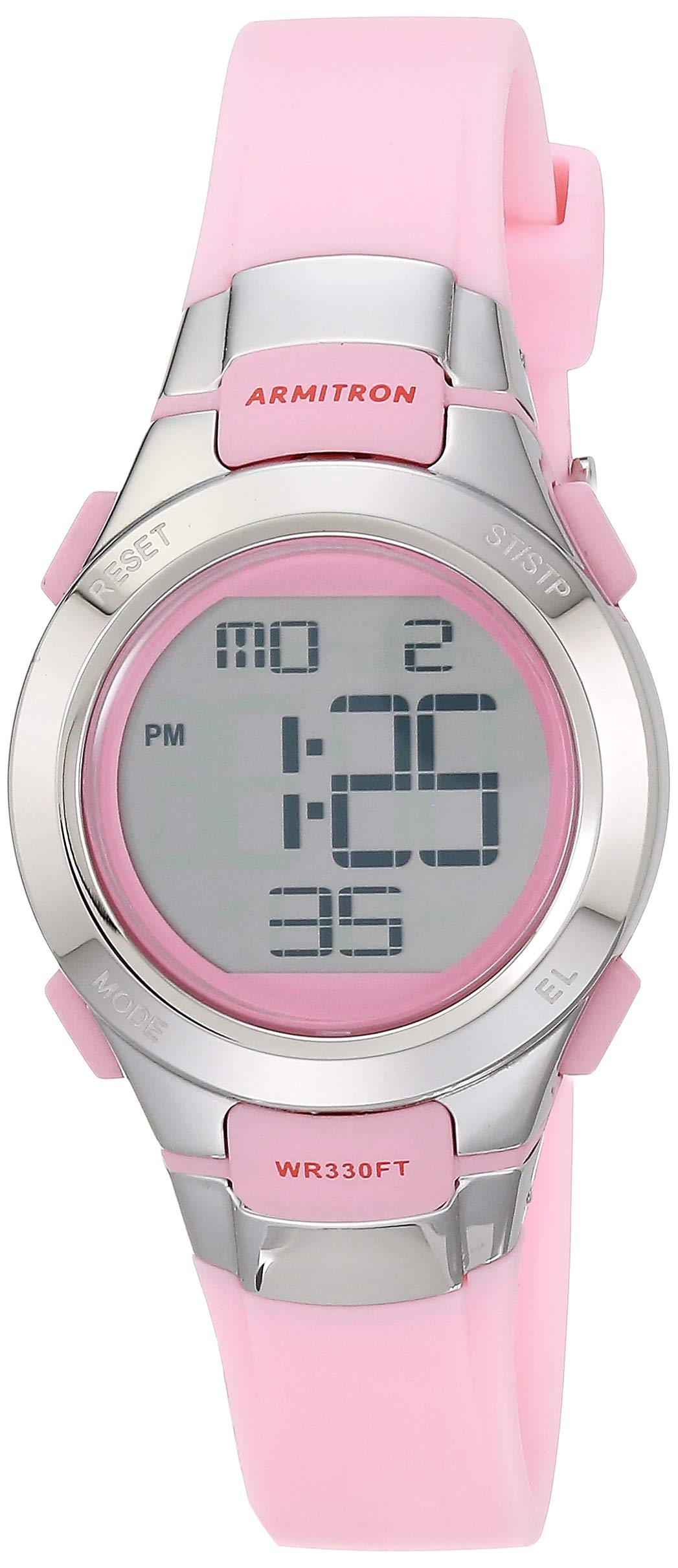 Armitron Sport Women's Digital Chronograph Resin Strap Watch, Real Pink/Silver — image 1