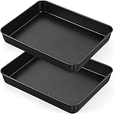 E-far 12.5 x 9.7 Inch Baking Pan Set of 2, Nonstick Stainless Steel Rectangle Cake Pans for Baking Brownies Casseroles Lasagna, Stainless Steel Core & Nonstick Coating, Non-toxic & Oven Safe