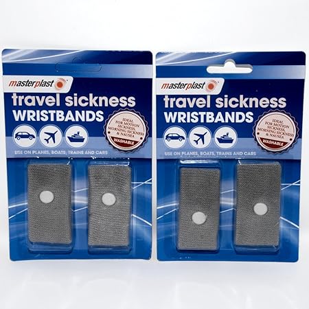 2 x Anti-Übelkeit-Armbänder, fürs Handgelenk,Ideal für Urlaub und Reisen –  2 Stück (4 insgesamt)