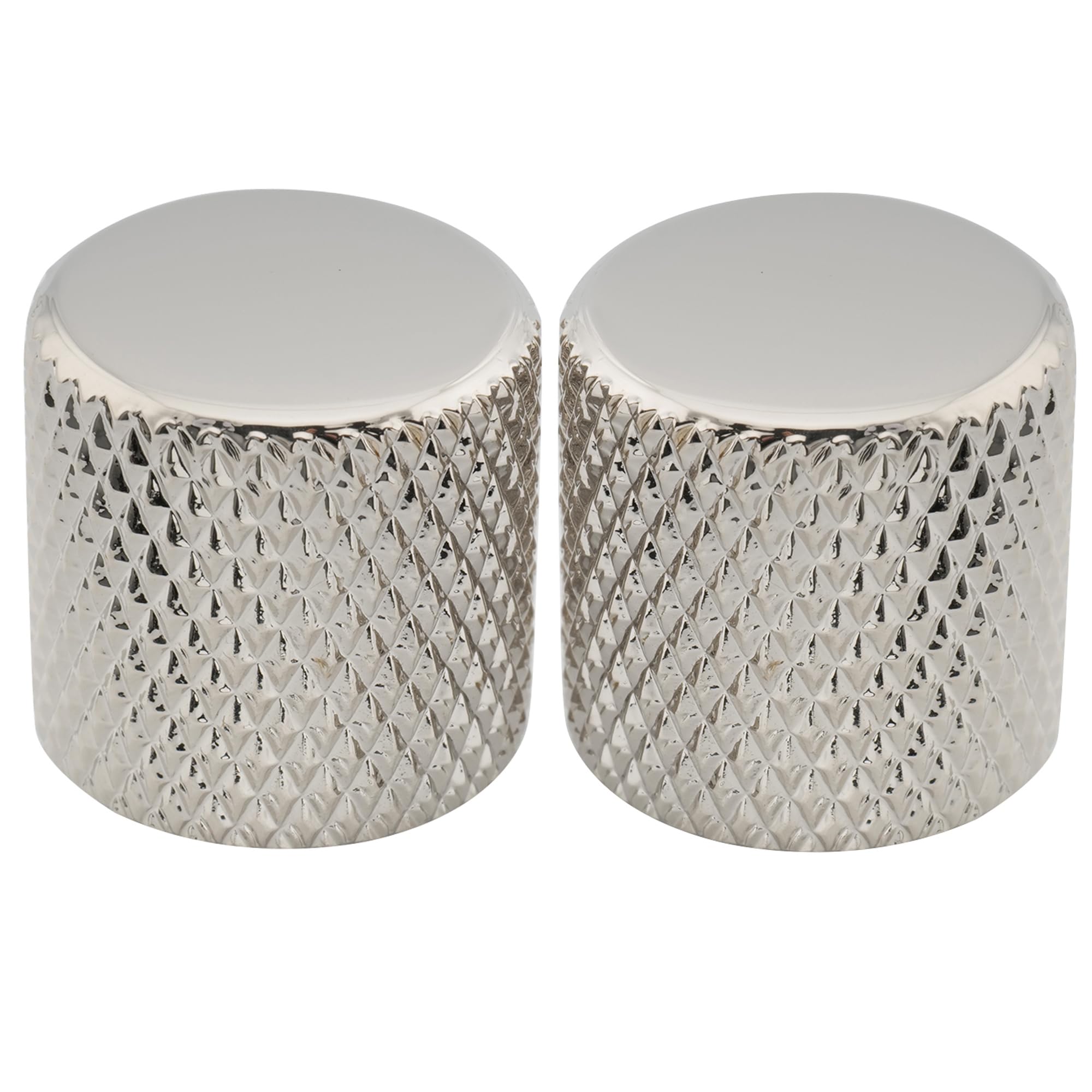 Musiclily Pro Inch Fine 24 Splines Steel Flat Top Knobs Push-on Control Knob for USA Electric Guitar or Bass, Nickel(Set of 2)