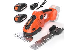 MAXLANDER Cordless Grass Shears & Hedge Trimmer, 2-in-1 Handheld Grass Trimmer/Shrubbery Trimmer, 21V Battery Operated Hedge Trimmer for Garden/Lawn with Charger and 2PCS Batteries