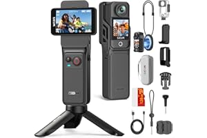 SJCAM C400 Vlogging Combo, 4K Pocket Handheld Camera, 7H Power, 6-Axis Stabilization Action Camera, 2.29''Touch Screen, Water