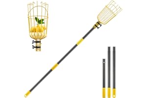 DAKEPOLE Fruit Picker, 5.5FT Heavy Duty Fruit Picker Tool with Basket, Adjustable Splicing Pole and Bruise Free Foam Pad Fruit Harvesting Tool Fruit Grabber for Apple Orange Pawpaws
