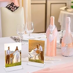 6 Pcs Clear Acrylic Photo Frame, T Shaped Desktop