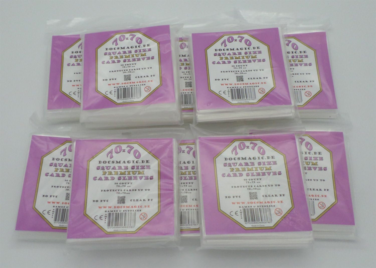 docsmagic.de 500 Premium Small Square Board Game Sleeves - 70 x 70-72 x 72-10 Packs, 10 Packs Premium, Small Square - 72 x 72 mm