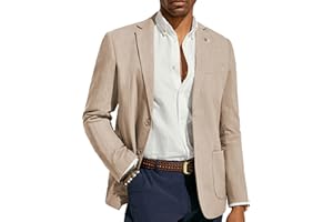 PJ PAUL JONES Mens Blazer Casual Cotton-Linen Sport Coat Lightweight 2 Button Unlined Suit Jackets