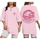 veufcyas Oversized Graphic Tees for Women Hawaiian Beach Palm Tree Shirt Cute Vacation T Shirts Teens Summer Short Sleeve Top