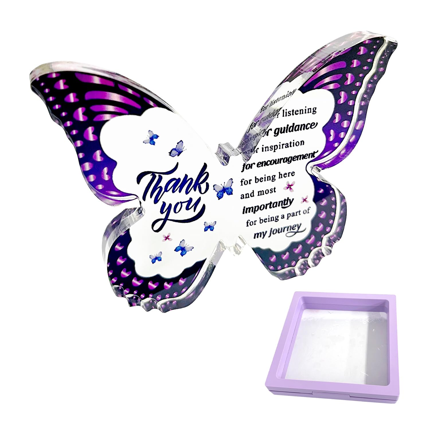 1 Butterfly-Shaped Gift, 1 Display Box, Butterfly-Shaped Acrylic Decoration, for Those Around You, Special Thank You Gift, Thank You Gift for Friends and Family