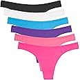 ANZERMIX Women's Breathable Cotton Thong Panties Pack of 6