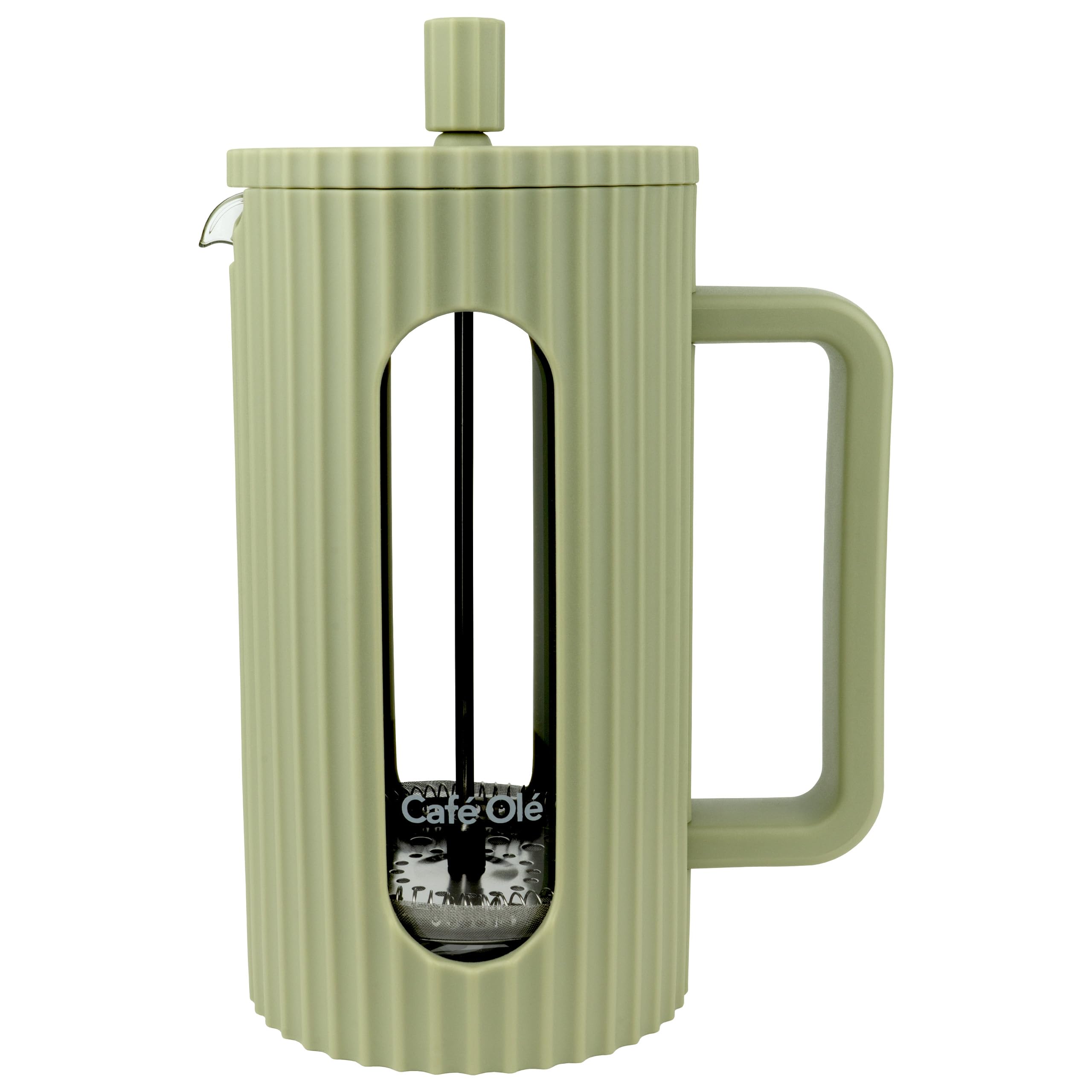 Café Olé Ciao 8 Cup Cafetière, Stainless Steel Gauze, French Press, Green