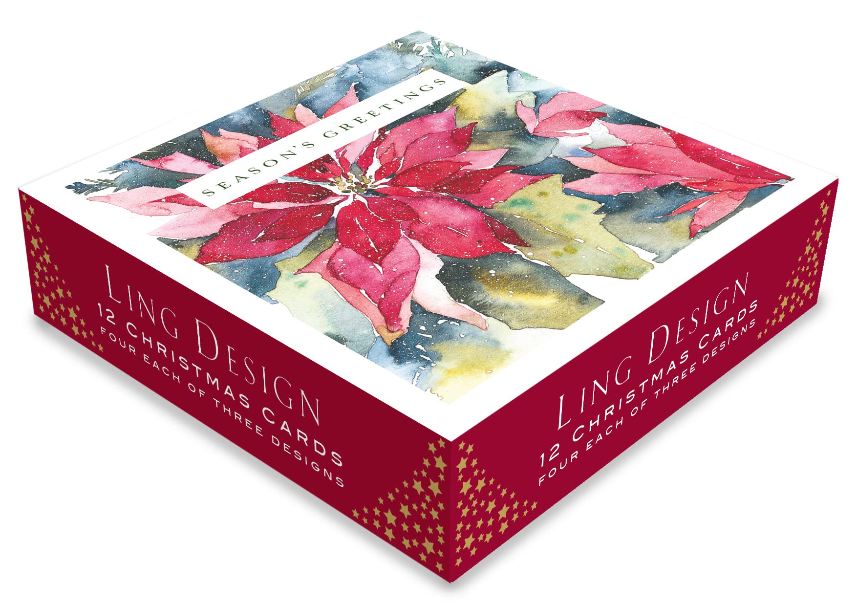 Box of 12 Assorted Festive Flora & Fauna Square Christmas Cards Xmas Card Boxes XBR806