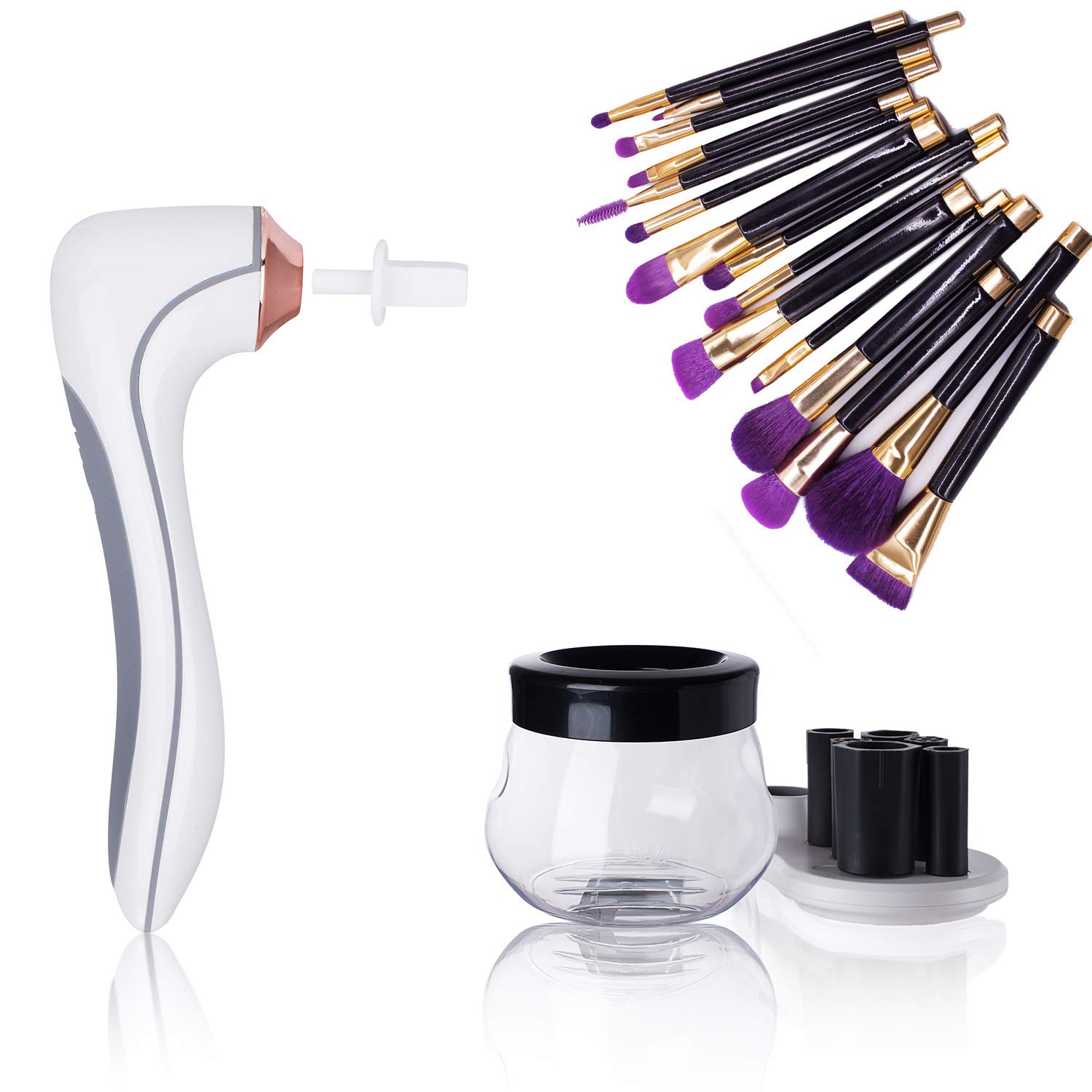 Parimak Electric Makeup Brush Cleaner and Dryer kit – Brush cleaner spinner with USB, 3 Speed Automatic Rotation Cosmetic Make Up Brush Cleaning Tool, Washes & Dries brush in 10 secs. Gift for women
