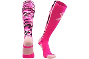 MadSportsStuff Pink Ribbon Breast Cancer Awareness Socks Camo Pattern Over the Calf