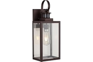 MICSIU 18.25 Inch Motion Sensor Exterior Wall Light, Dusk to Dawn Outdoor Wall Sconce with Clear Glass, Oil Rubbed Bronze Outside Lights for House, Porch, Pathway, Walkway