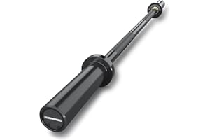 E.T.ENERGIC 4ft Olympic Barbell, 47" Barbell 500-lbs Capacity Black Bar Solid Steel Hard Chrome Finish for 2" Olympic Plates, for Weightlifting, Powerlifting, Gym Home Exercises