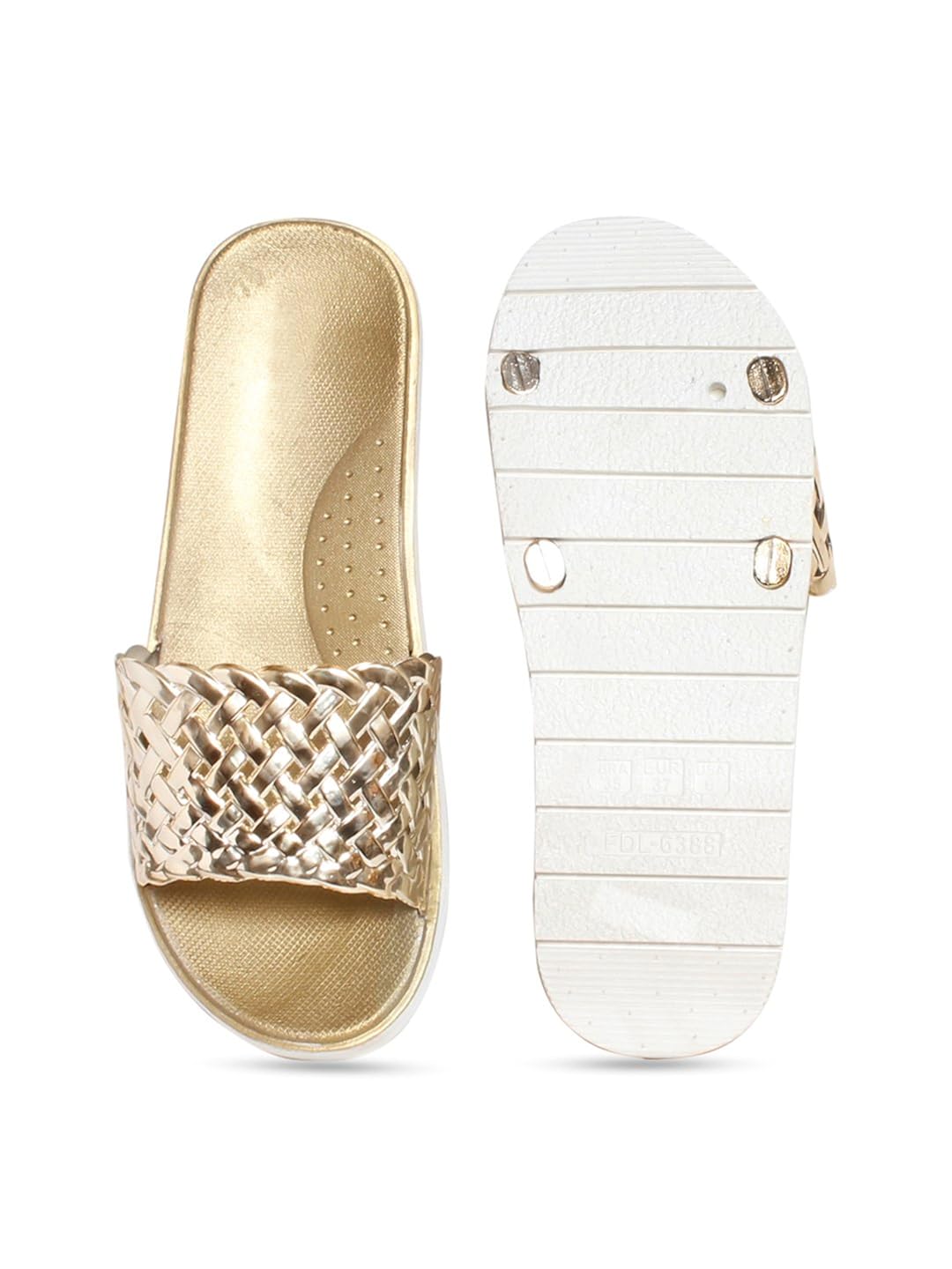 meriggiare women gold synthetic flats