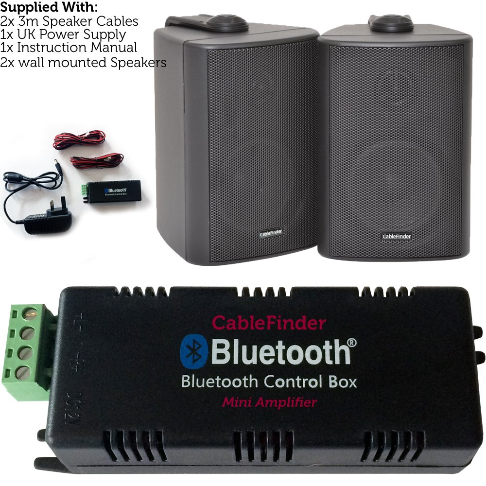 Wireless/Bluetooth Amplifier & 2x 60W Black Pair Wall Amazon.co.uk