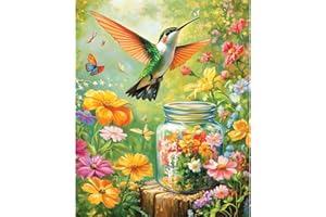 BANKET Paint by Numbers Kit for Adults Beginner Hummingbird DIY Painting Kits for Adults Flowers Easy Adult Paint by Number Kits on Canvas Color by Numbers for Gifts Home Wall Decor 16x20 Inch