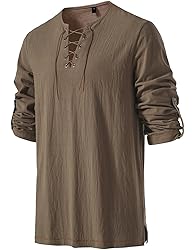 JEMITOP Men's Renaissance Costume Retro Lace Up