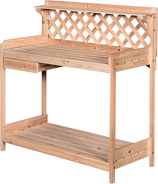 Outsunny Pflanztisch mit Schublade, 2 Stufen Gärtnertisch, Blumentisch