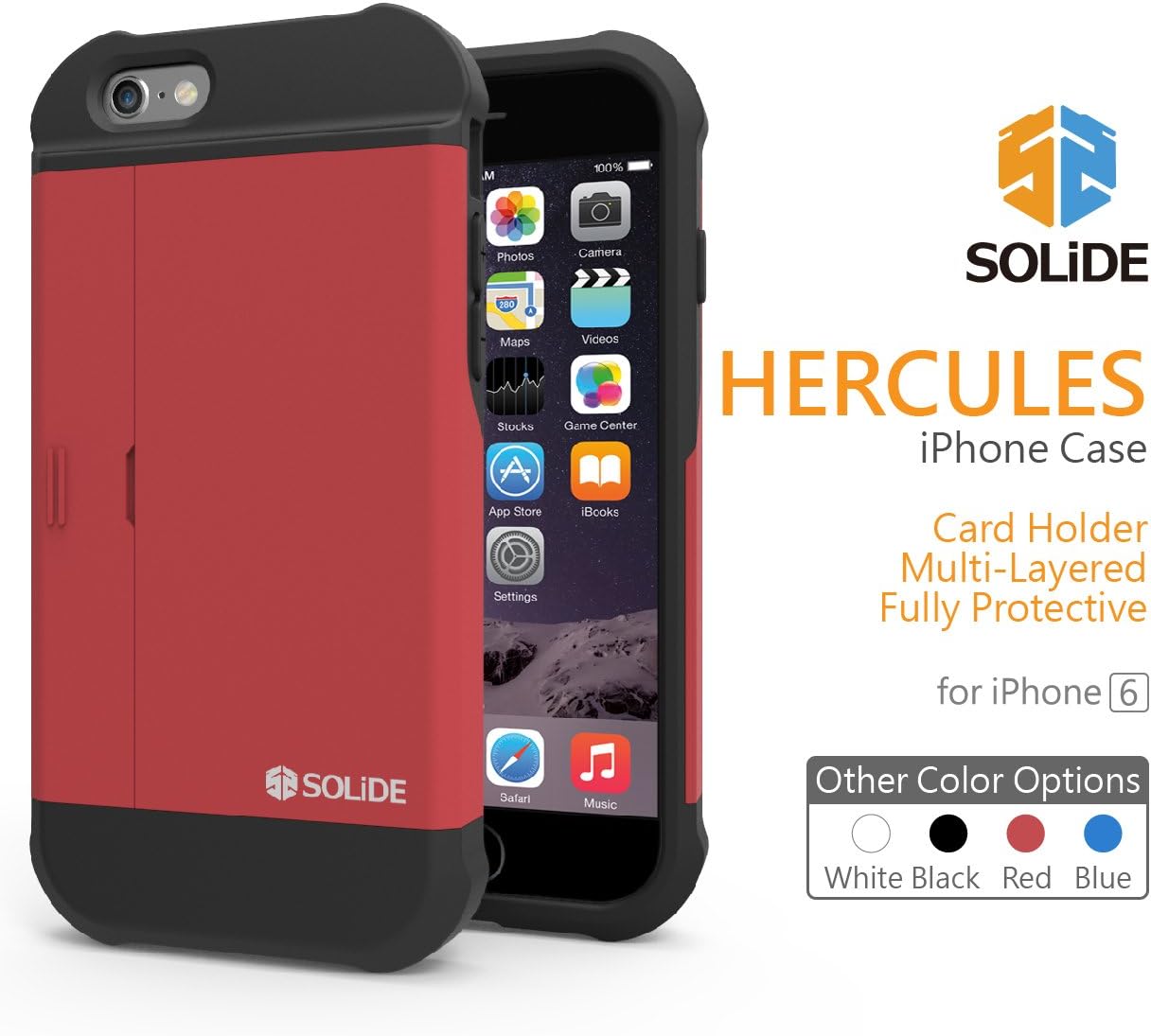 SOLiDE:emoji: HERCULES Anti-Shock case cover skin for iPhone 6, 6S -Red (A6016)