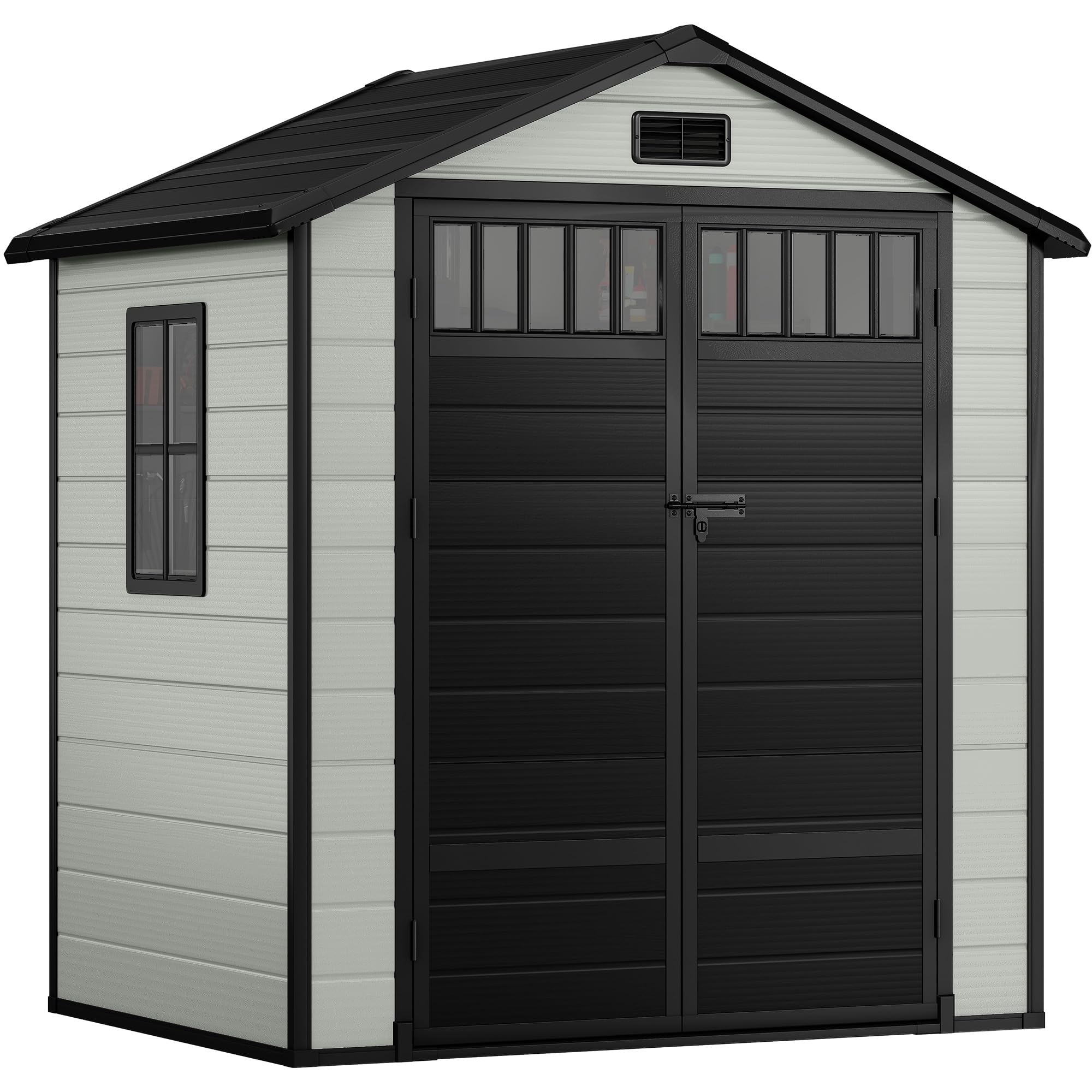 Photo 1 of ***PARTIAL SET***(FOR PARTS ONLY)
DWVO 6x4.4 FT Resin Storage Shed with Fence-Style and Side Windows, Blue-Gray