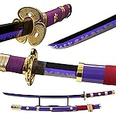 FunrBolt-KT Purple Enma Zoro Sword,1095 high Carbon Steel 41" Katana Sword,Full Tang Samurai Swords Weapon Prop Collection Gift