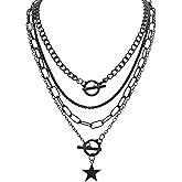 Sacina Goth Layered Star Choker Necklace, Gothic Punk Grunge Emo Necklace, Christmas Jewelry Gift for Women