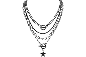 Sacina Goth Layered Black Star Choker Necklace, Black Jewelry, Gothic Punk Grunge Emo Necklace, Christmas Jewelry Gift for Women
