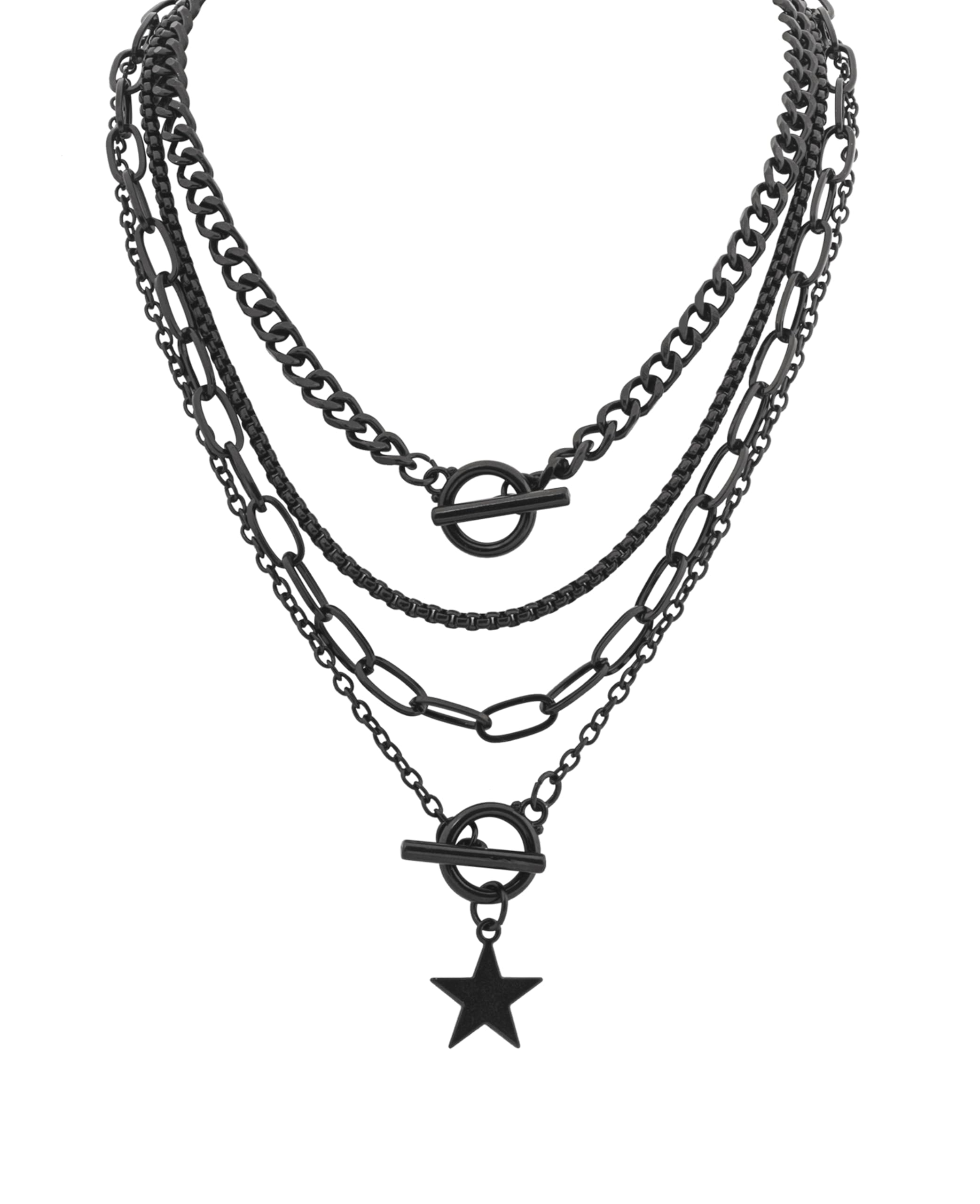Photo 1 of Sacina Goth Layered Black Star Choker Necklace, Black Jewelry, Gothic Punk Grunge Emo Necklace, Christmas Jewelry Gift for Women