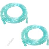 Oxygen Tubing, 16.4 ft, 2 Pack, Green, Crush Resistant with Connectors