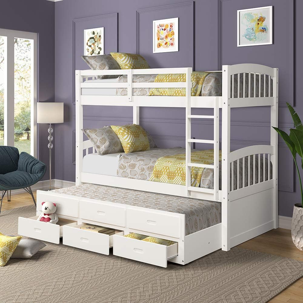 Twin Bunk Bed Teens Bedroom Bunk Bed, Solid Wood Bunk Bed
