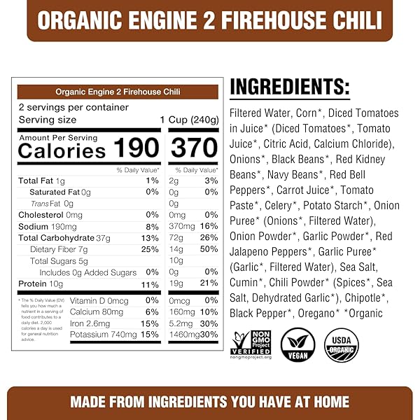 PLANTSTRONG ENGINE 2 FIREHOUSE CHILI SOUP – ORGANIC, PLANT-BASED, NON-GMO, VEGAN, HIGH PROTEIN CHILI SOUP