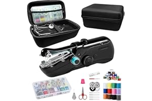 AOVLY Handheld sewing machine, beginner's sewing kit with storage, two power supply modes, electric switch, simple operation, portable mini sewing machine, beginner's sewing machine.(Black)