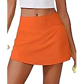 PINSPARK Womens Tennis Skirt High Waisted Golf Skort with 2 Pockets Stretchy Athletic Skirts for Workout Pickleball Running
