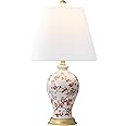 JONATHAN Y JYL3009C Grace 24" French Country Cottage Ceramic/Iron Floral Urn LED Table Lamp, White/Red for Bedroom, Living Room, Office, College