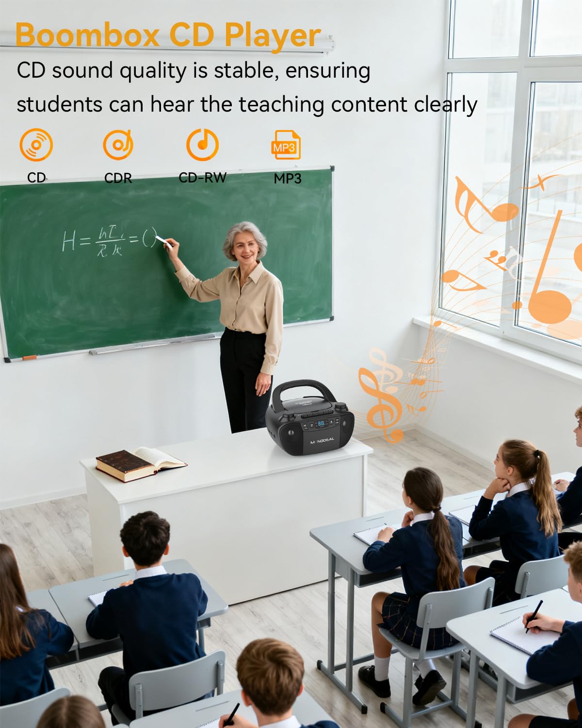 MONODEAL Cassette Tape Player with Bluetooth, Boom Box CD Player AM FM Radio, Multi-Functional CD and Cassette Player Combo,Tape Recording,USB/AUX,AC/DC Power,Headphone Jack for Gift