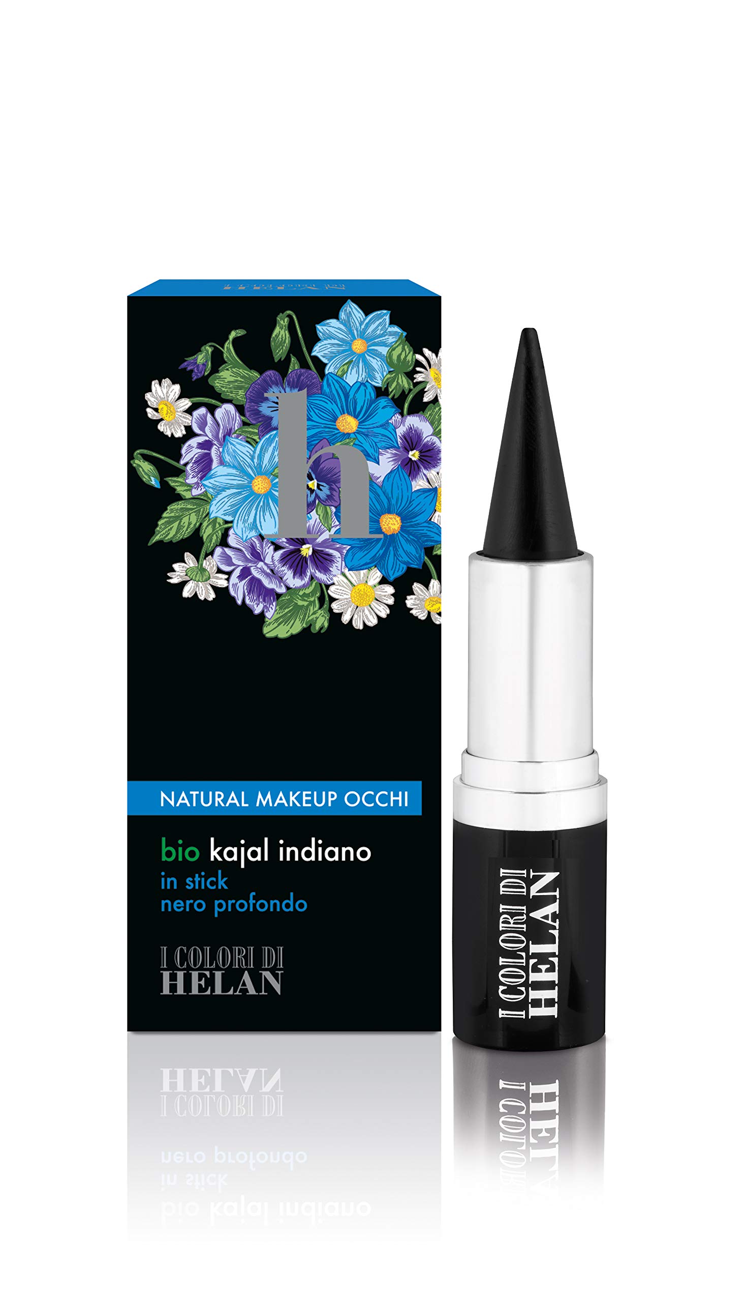 Helan I Colori - Bio Indian Kajal Eyeliner for Intense Make Up, Black Eyeliner Pencil Valid as Eye Liner and Eyeshadow to Blend - Soft, Blushable & Long Lasting Black Kajal Eye Stick - Made in Italy
