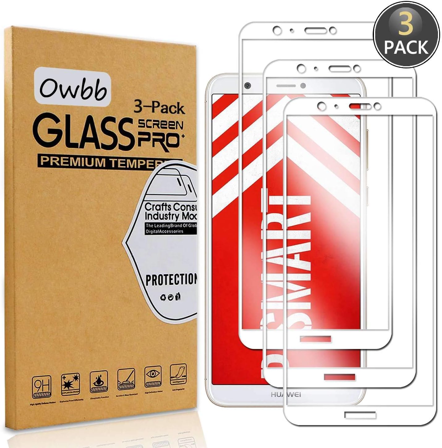 Owbb® Tempered Glass Screen Protector for Smartphone Full Coverage Protection High Transparent Explosion-proof Film